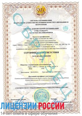 Образец сертификата соответствия Конаково Сертификат OHSAS 18001